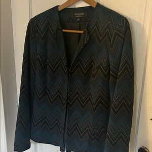 Signature by Larry Levine Black and Blue Chevron Blazer